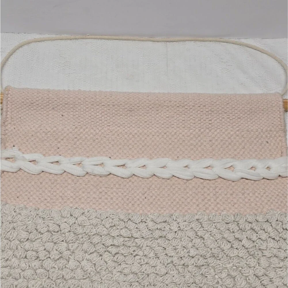 Vintage Handcrafted Macrame Tapestry Pink Wall Hanging Boho Decor Cottagecore